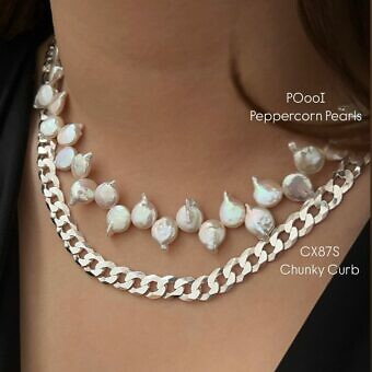 Alternative view of 9x14mm Iridescent White Peppercorn Coin Freshwater Pearls Beads