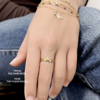 Alternative view of 4mm Solitaire Bezel Set Clear CZ Crystal Stacking Ring 14kt Gold Filled Size 6
