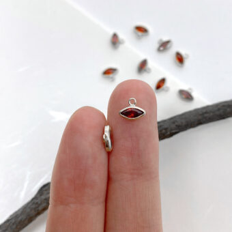 Alternative view of Dark Red Evil Eye Bezel Set CZ Crystals Sterling Silver .925 Birthstones - Pendants Charms (January)