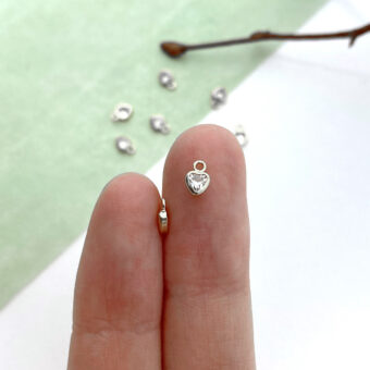 Alternative view of 3mm Crystal Clear Heart Bezel Set CZ Crystals Sterling Silver .925 Birthstones - Pendants Charms (April)
