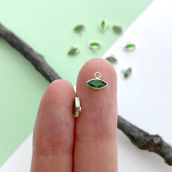 Alternative view of Dark Green Evil Eye Bezel Set CZ Crystals Sterling Silver .925 Birthstones - Pendants Charms (May)
