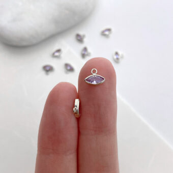 Alternative view of Light Purple Evil Eye Bezel Set CZ Crystals Sterling Silver .925 Birthstones - Pendants Charms (June)