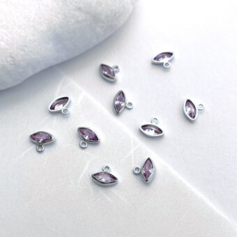 Light Purple Evil Eye Bezel Set CZ Crystals Sterling Silver .925 Birthstones - Pendants Charms (June)