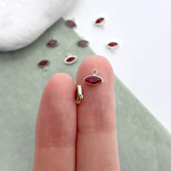 Alternative view of Bright Red Evil Eye Bezel Set CZ Crystals Sterling Silver .925 Birthstones - Pendants Charms (July)