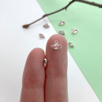 Alternative view of Light Pink Evil Eye Bezel Set CZ Crystals Sterling Silver .925 Birthstones - Charm Pendants Charms (October)