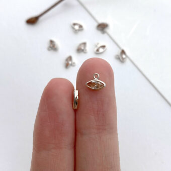 Alternative view of Champagne Evil Eye Bezel Set CZ Crystals Sterling Silver .925 Birthstones - Pendants Charms (November)