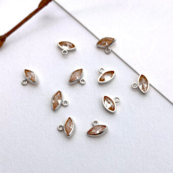 Champagne Evil Eye Bezel Set CZ Crystals Sterling Silver .925 Birthstones - Pendants Charms (November)
