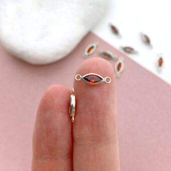 Alternative view of Dark Red Evil Eye Bezel Set CZ Crystal Sterling Silver .925 Birthstones - Connectors Pendants Charms (January)