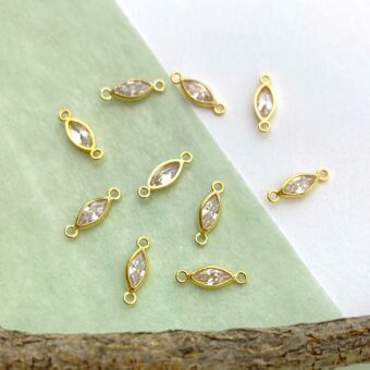 crystal marquise gold connector