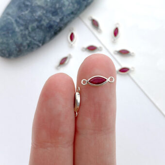 Alternative view of Bright Red Evil Eye Bezel Set CZ Crystal Sterling Silver .925 Birthstones - Connectors Pendants Charms (July)