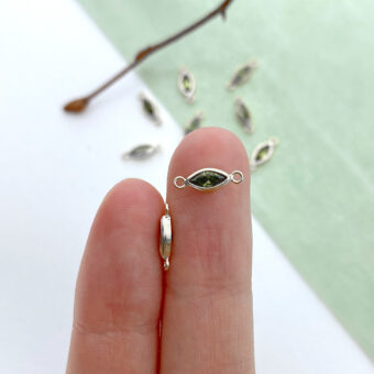 Alternative view of Light Green Evil Eye Bezel Set CZ Crystal Sterling Silver .925 Birthstones - Connectors Pendants Charms (August)