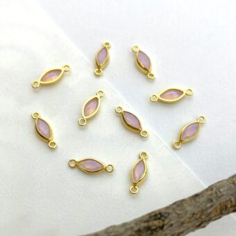 Pink Rainbow Fire Opal (synthetic) Evil Eye Bezel Set 14kt Gold Filled - Connectors Pendants Charms