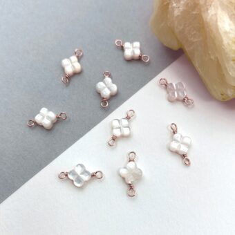 RGF 6mm White Clover Flower Mother of Pearl in 14kt Rose Gold Filled - Connectors Pendants Charms
