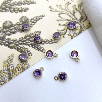 purple birthstone silver charms