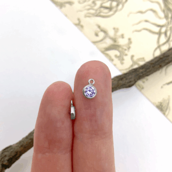 Alternative view of 4mm Light Purple Round Bezel Set CZ Crystal Sterling Silver .925 Birthstones - Pendants Charms (June)