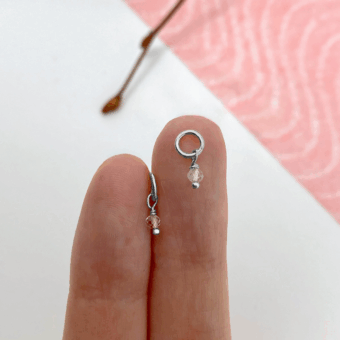 Alternative view of Clear Quartz Mini Drop Birthstone Sterling Silver .925 - Pendants Charms (April)