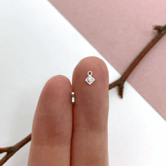Alternative view of Tiny Diamond with Clear CZ Crystal Sterling Silver .925 - Pendants Charms