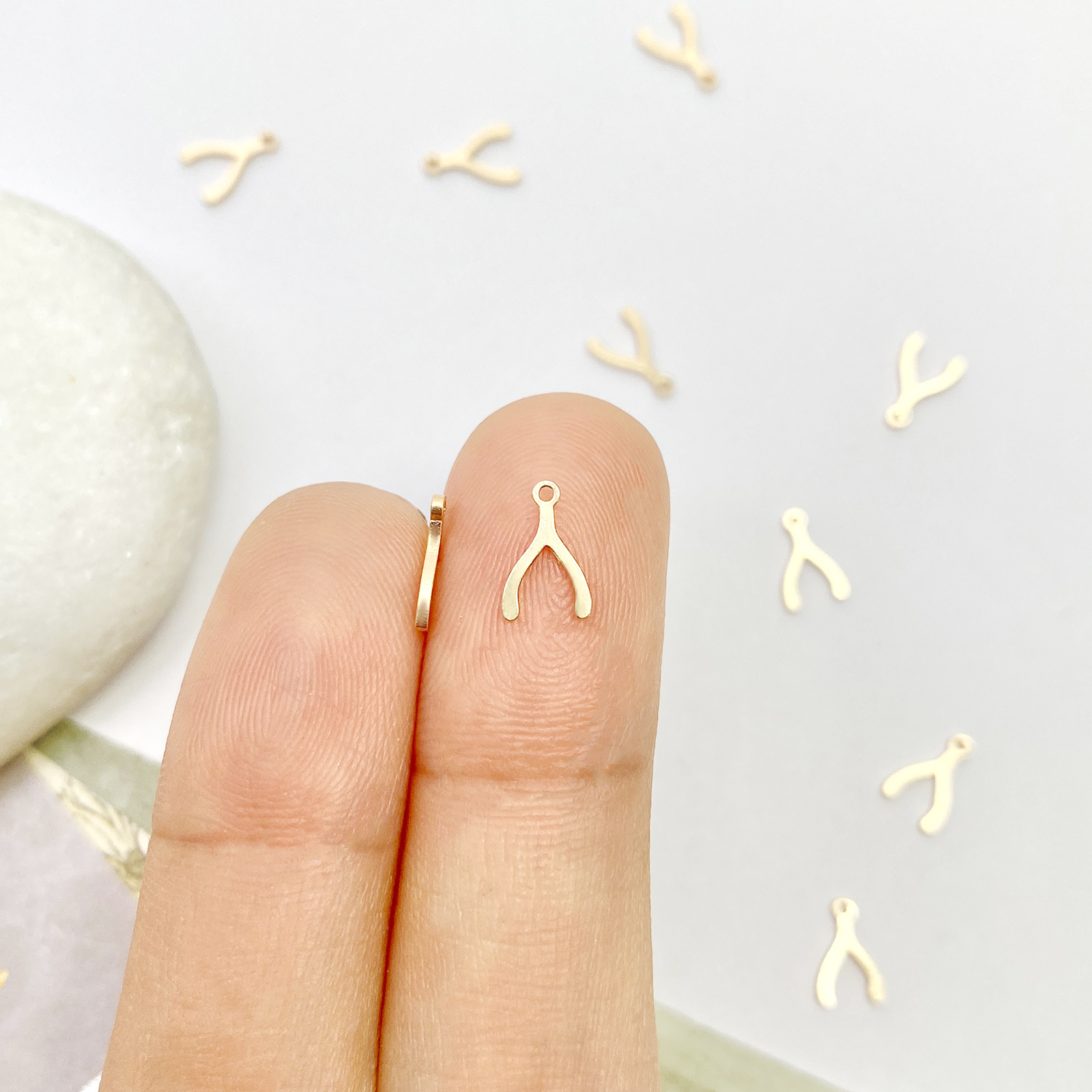 Tiny Wishbone 14kt Gold Filled - Pendants Charms - Image 2