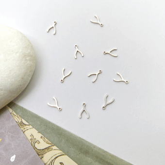 Tiny Wishbone Sterling Silver .925 - Pendants Charms