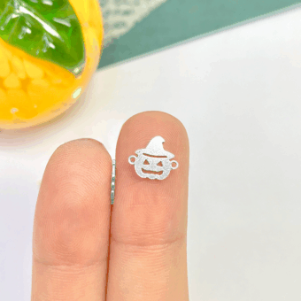 Alternative view of Jack-O-Lantern With Hat Sterling Silver .925 - Connectors Pendants Charms