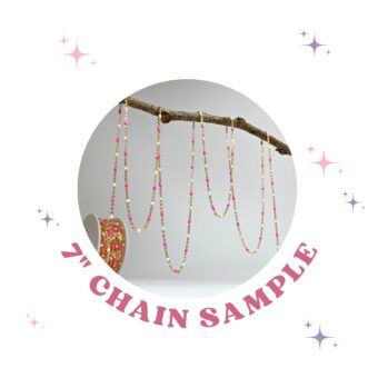 7" Sample Cherry Blossom Enamel Cable Flat Chain 14kt Gold Filled