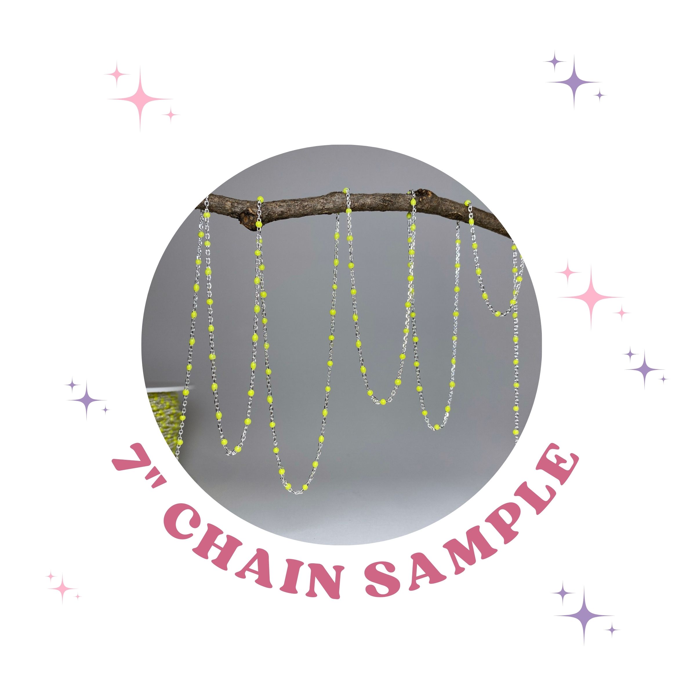 7" Sample Yellow Enamel Cable Flat Chain Sterling Silver .925 - (November)