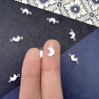 Alternative view of 6mm White Moon Mother of Pearl in Sterling Silver .925 - Connectors Pendants Charms