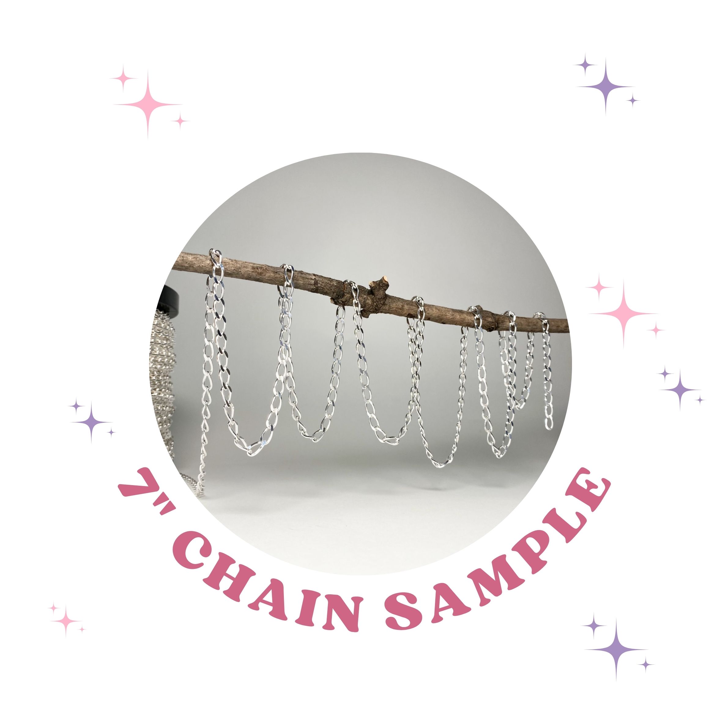 7 Inches Sample 4.65mm Heavy Oval Curb Chain Sterling Silver .925