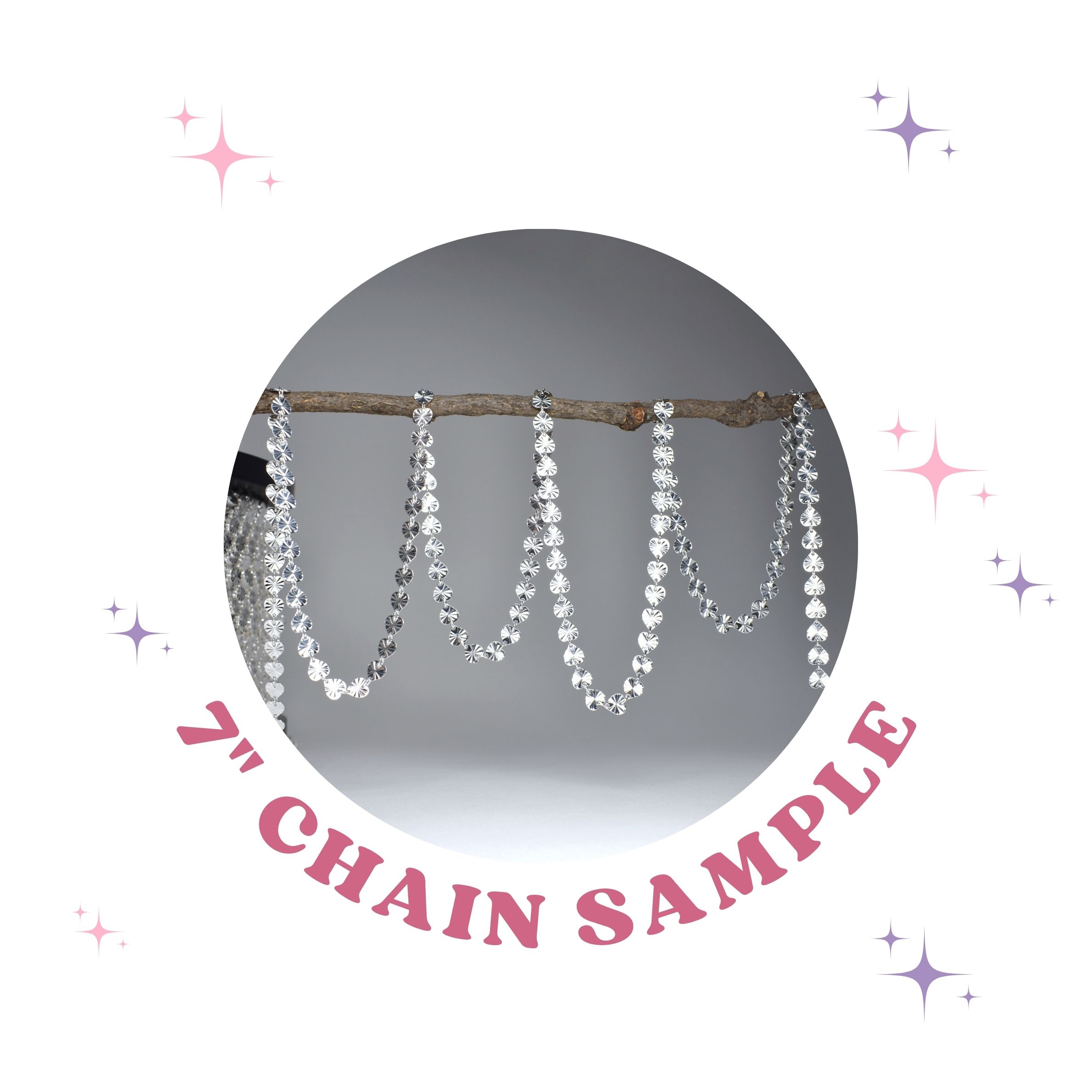 7 Inches Sample Sunburst Butterfly Heart Chain Sterling Silver .925