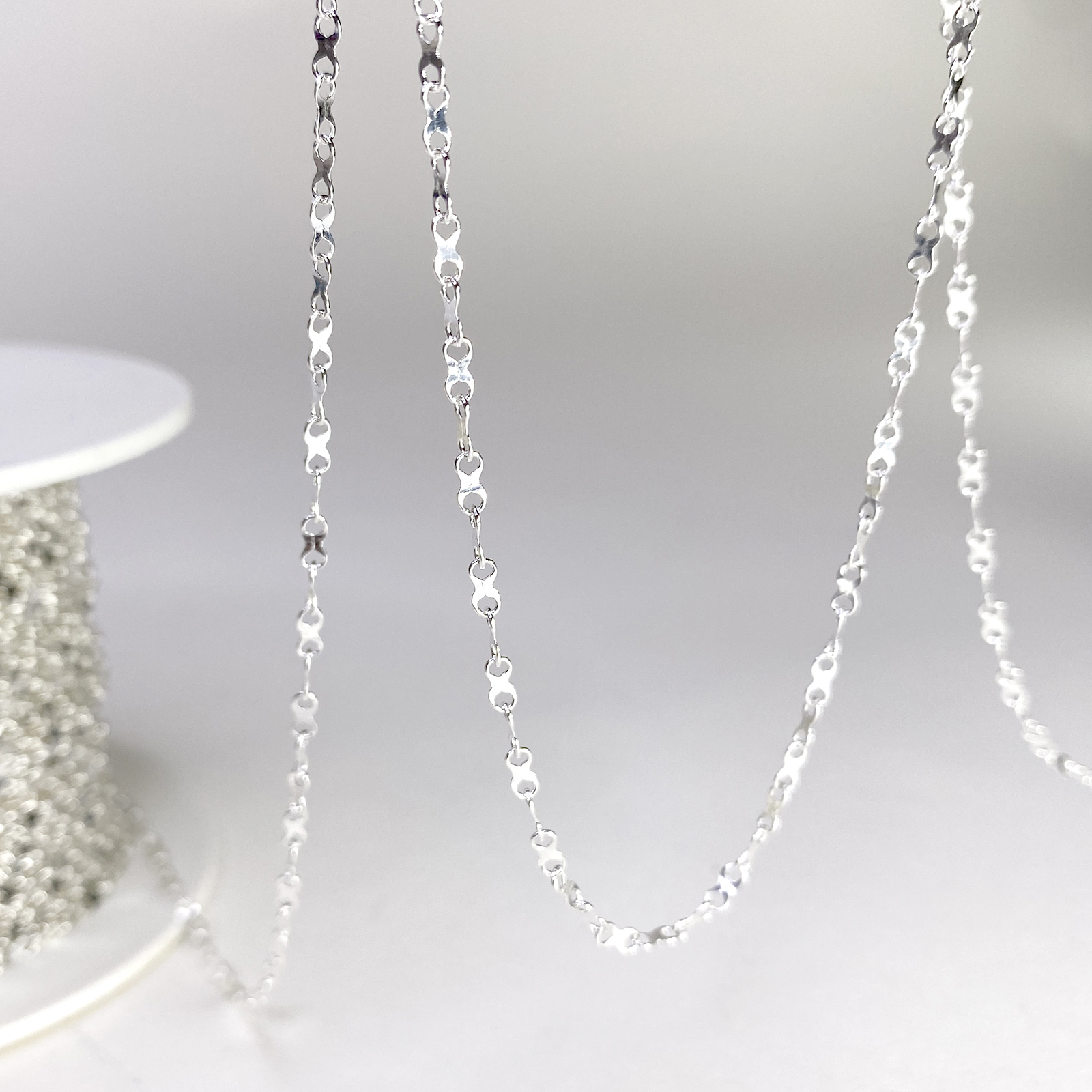 2.09mm Infinity Flat Link Chain By the Meter Sterling Silver .925 - Image 3