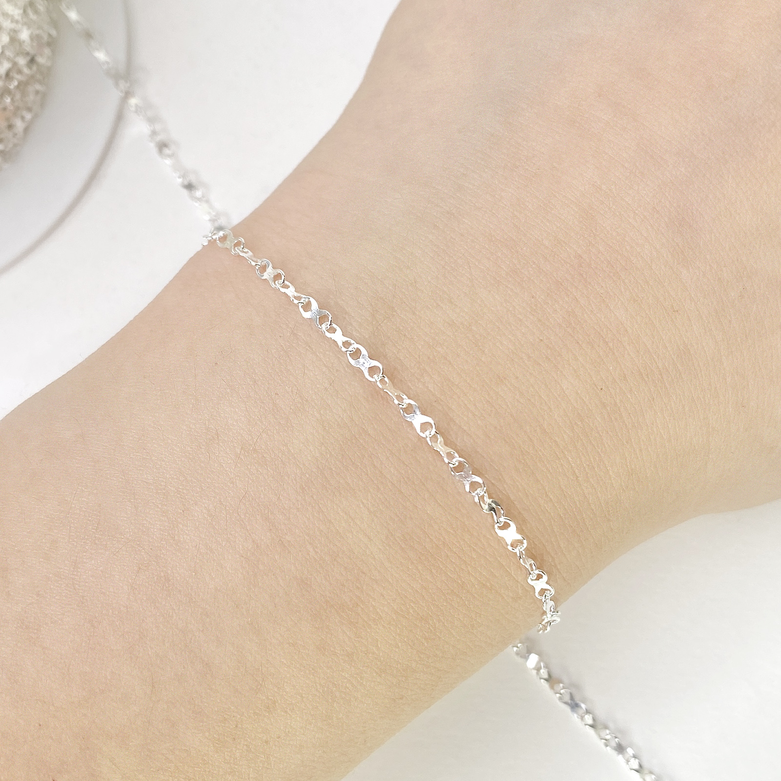 2.09mm Infinity Flat Link Chain By the Meter Sterling Silver .925 - Image 2