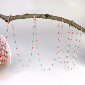 coral pink enamel paperclip chain