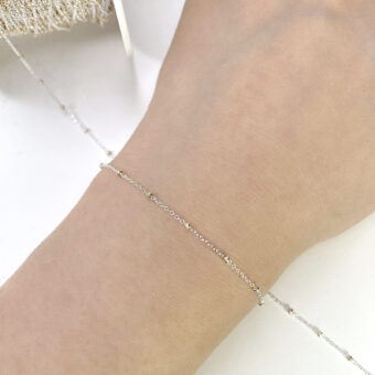 Alternative view of 1.85mm Satellite Beaded Curb Mixed Metal Chain By the Meter Sterling Silver .925