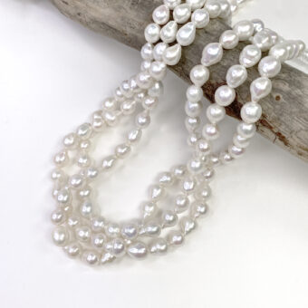 7x8mm Natural White Potato Freshwater Pearls Beads