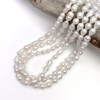 7x9.5mm Natural White Teardrop Baroque Freshwater Pearls Beads