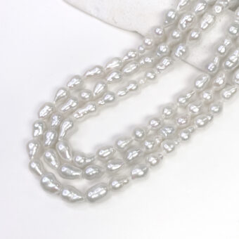 7.5x13mm Natural White Teardrop Baroque Freshwater Pearls Beads