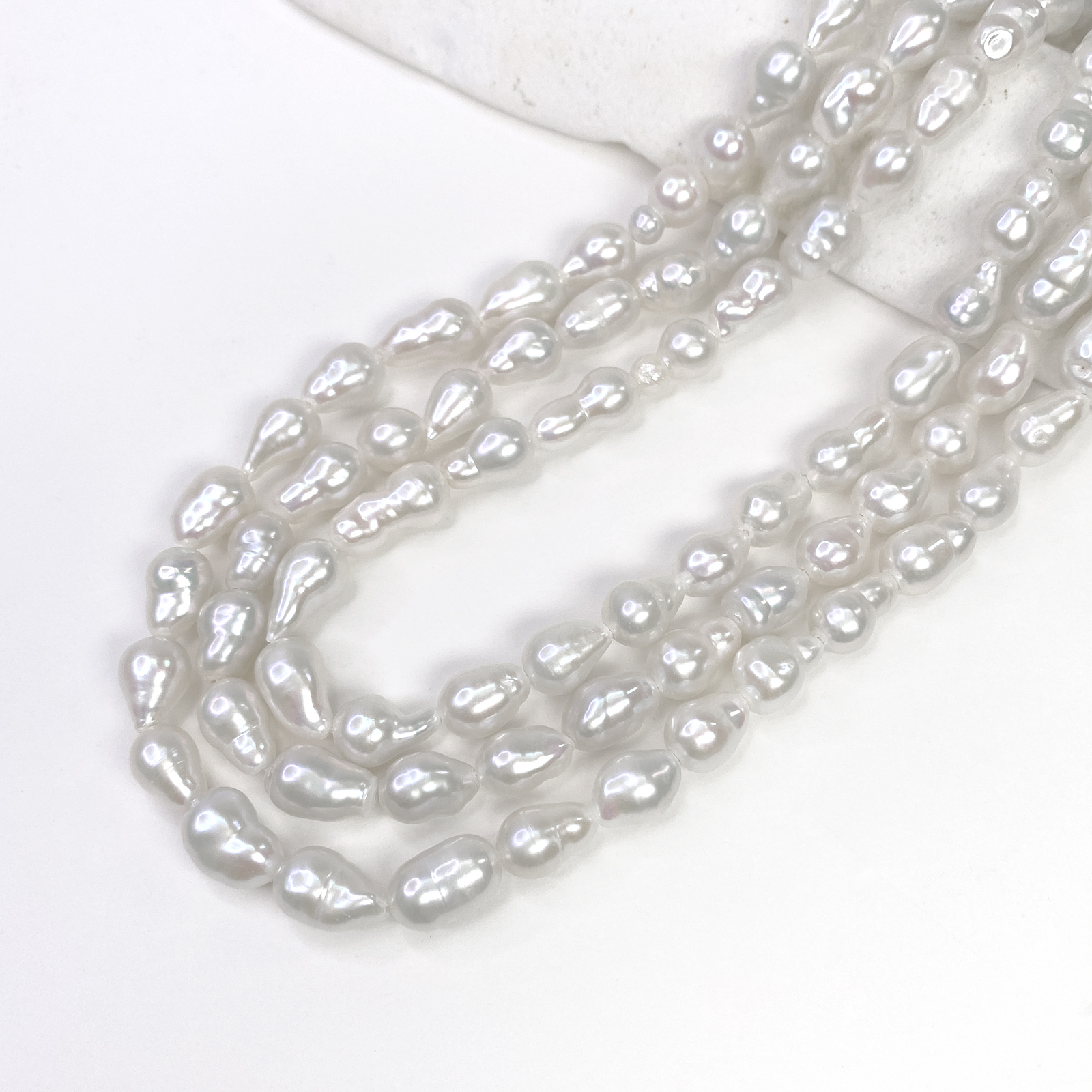 7.5x13mm Natural White Teardrop Baroque Freshwater Pearls Beads