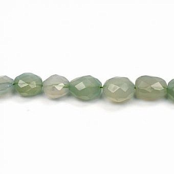 Alternative view of 8x11mm Irregular Faceted Oval Green Chalcedony Beads