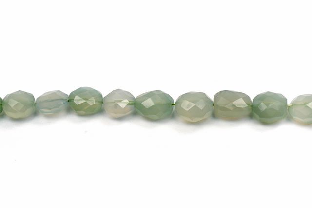 8x11mm Irregular Faceted Oval Green Chalcedony Beads - Image 2