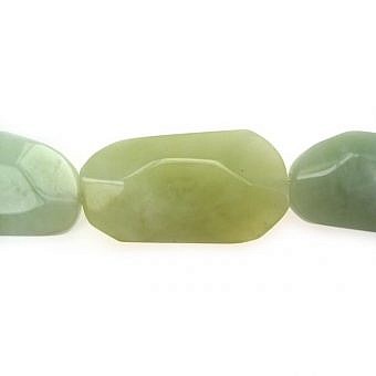 Alternative view of 45x22mm Irregular Faceted Oval Serpentine (New Jade) Beads