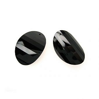 30x20mm Black Faceted Curved Oval Cubic Zirconia Crystals Pendants