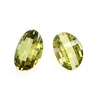 30x20mm Lime Yellow Faceted Curved Oval Cubic Zirconia Crystals Pendants