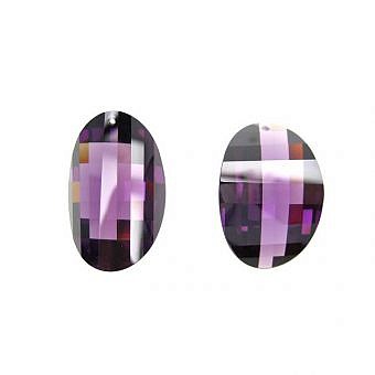 30x20mm Purple Faceted Curved Oval Cubic Zirconia Crystals Pendants