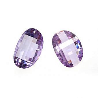 30x20mm Tanzanite Purple Faceted Curved Oval Cubic Zirconia Crystals Pendants