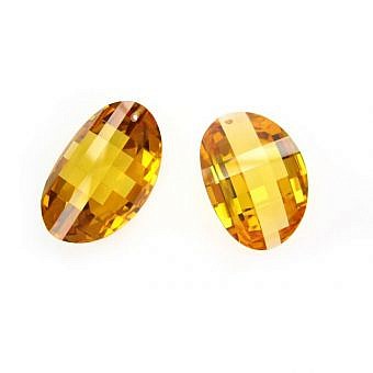 30x20mm Yellow Topaz Faceted Curved Oval Cubic Zirconia Crystals Pendants
