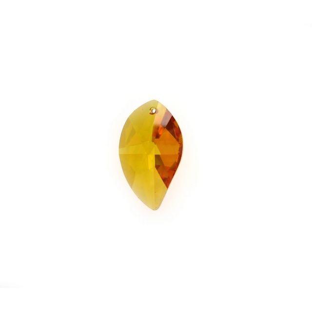 27x16mm Yellow Topaz Smooth Leaf Cubic Zirconia Crystals Pendants