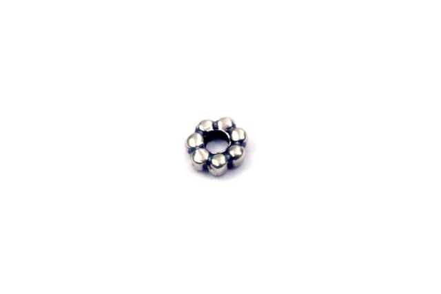 4x1.3mm Daisy Flower Spacer Rondelle Beads Oxidized Sterling Silver .925 - Image 3