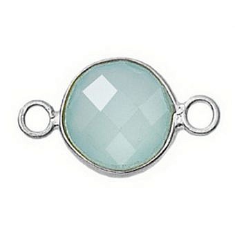 Alternative view of 11mm Ocean Blue Chalcedony Round Bezel Set Sterling Silver .925 - Connectors Pendants Charms