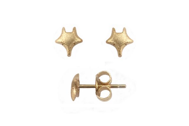 Star Fox Studs Earrings Brushed 14kt Gold Vermeille Amoracast - Image 3