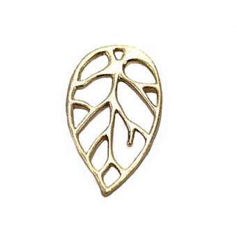 Vined Leaf Pear Drop Frame Brushed 14kt Gold Vermeille Amoracast - Connectors Pendants
